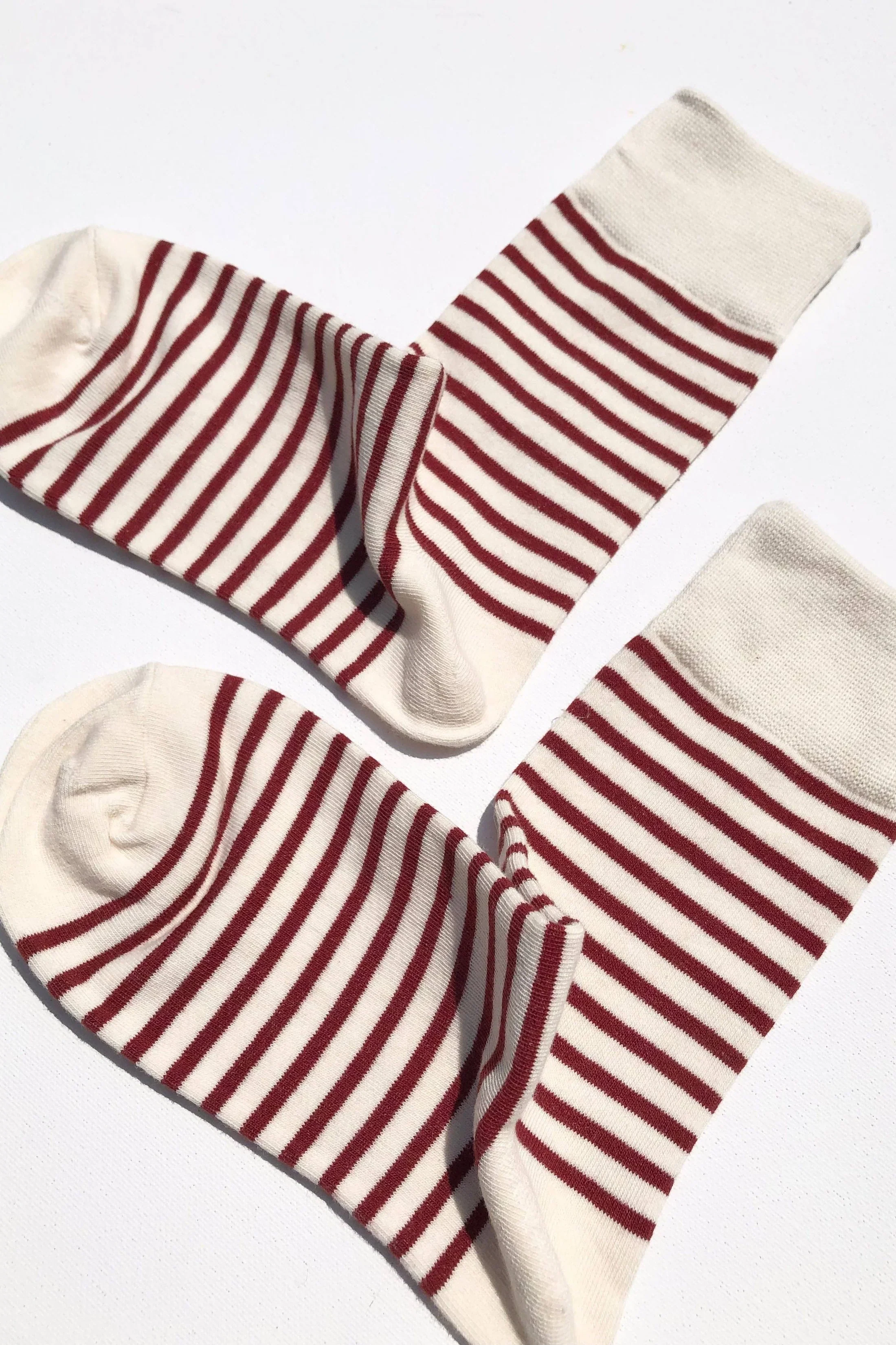 Colour Stripe Socks – Burgundy - Image 4