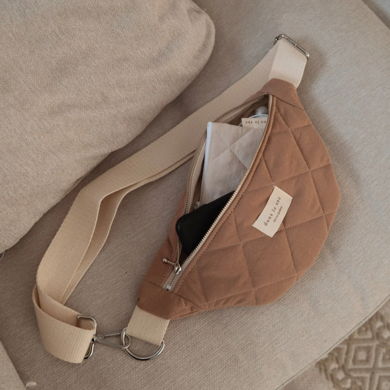 Quilted Belt Bag – Tan