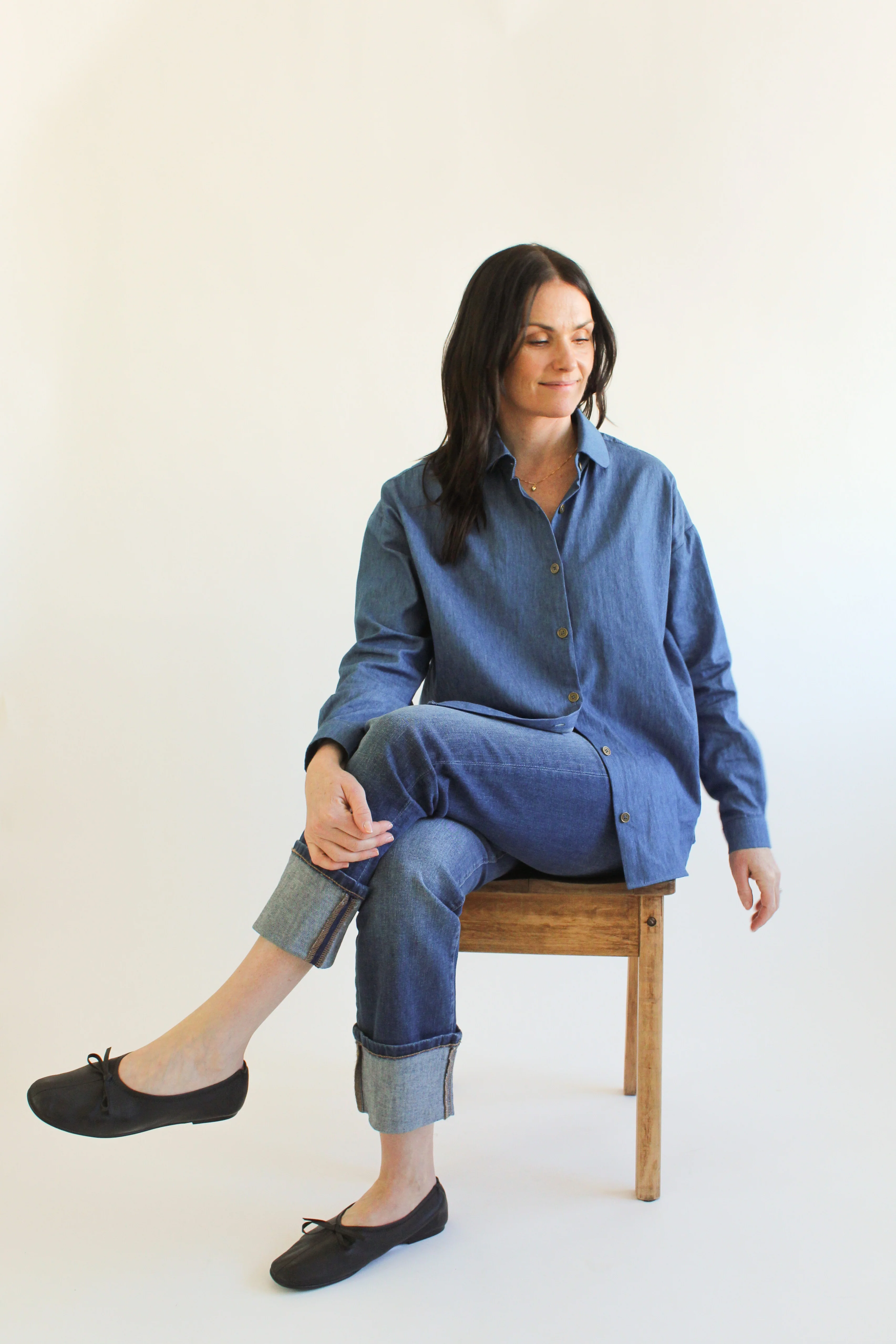 Denim Collar Blouse - Image 8