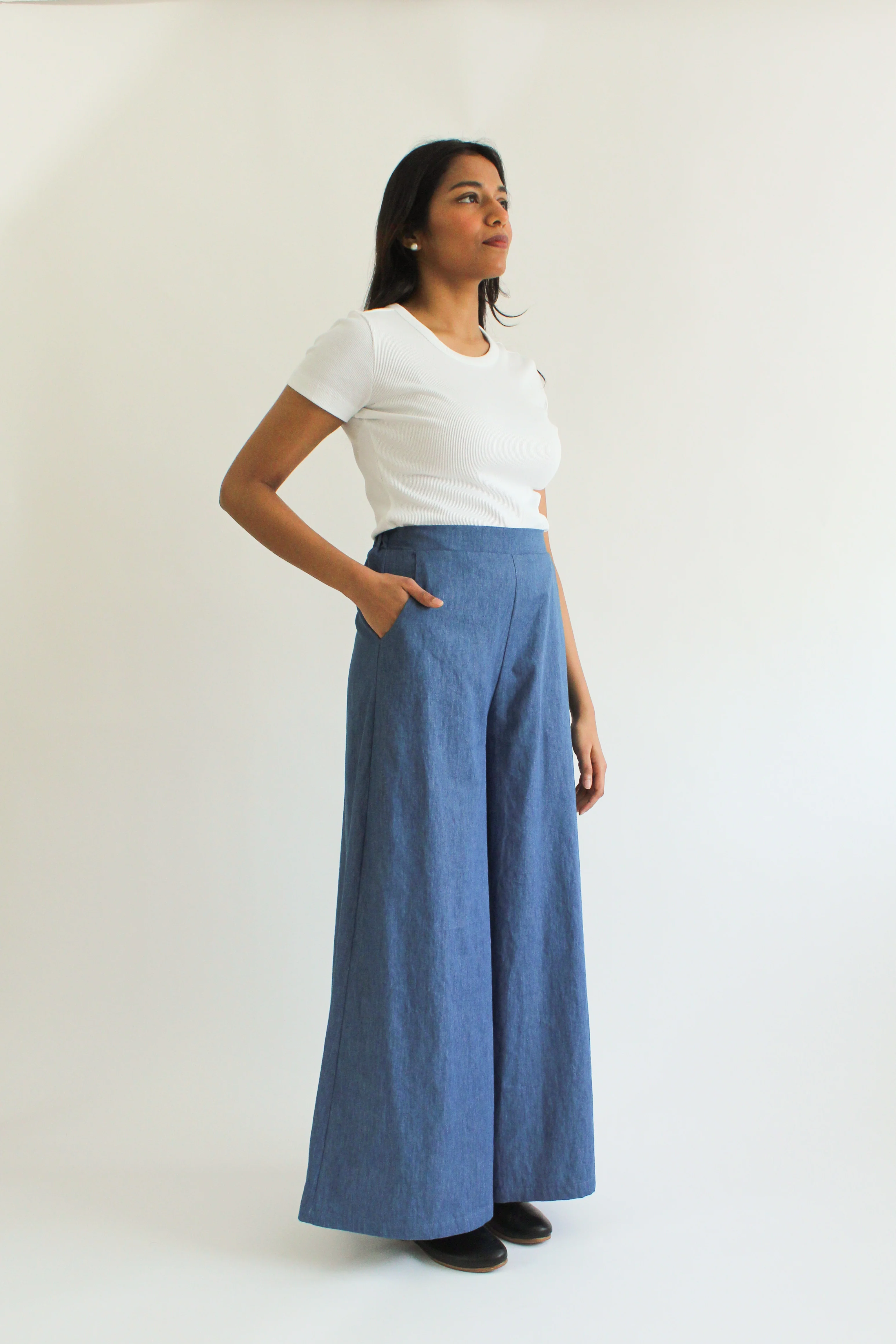 Denim Flowy Pant - Image 3