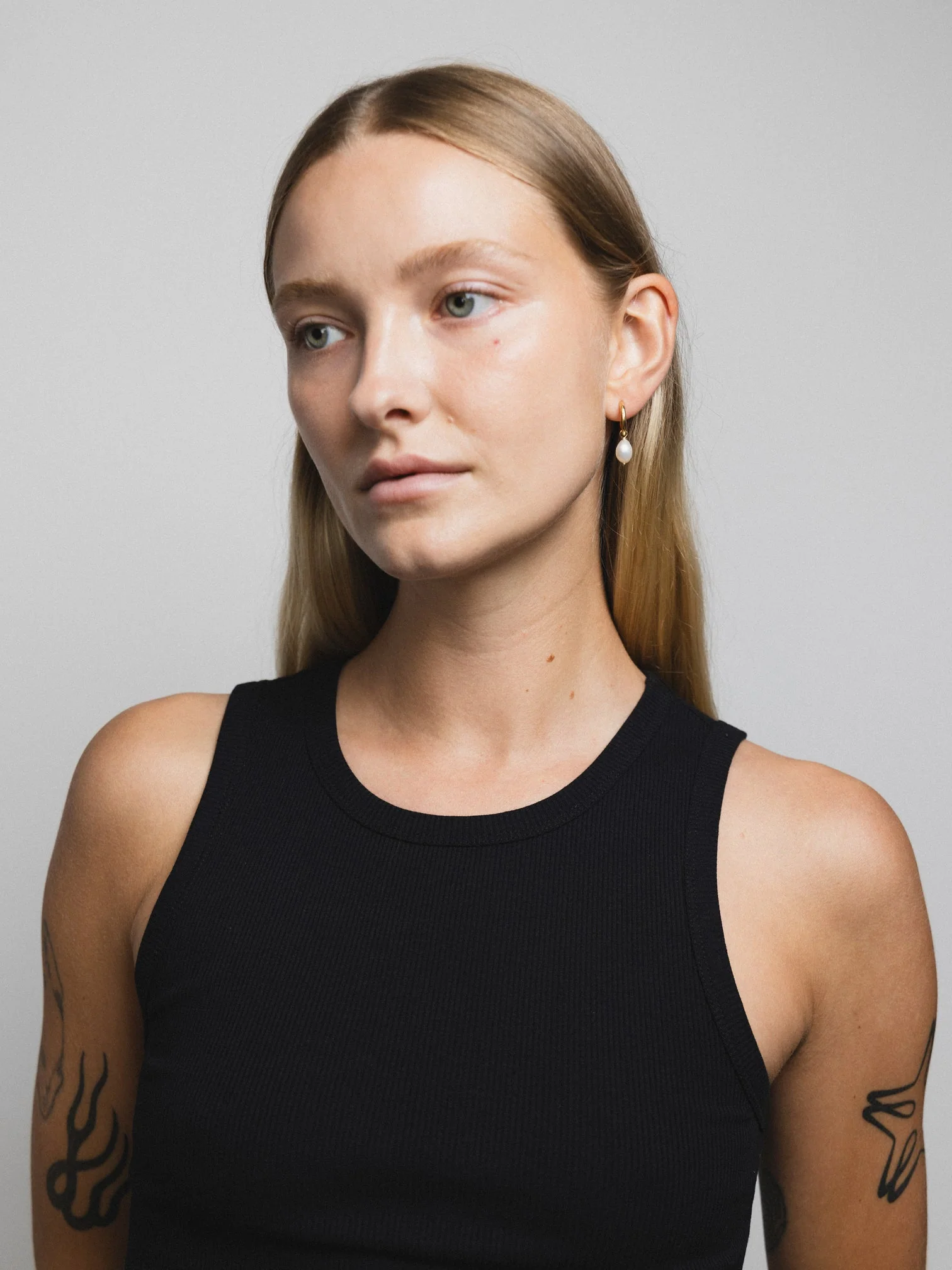 Pearl Hoops – Gold - Image 3